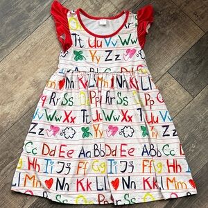Penelope and Plumm Colorful Alphabet Print Kids Dress